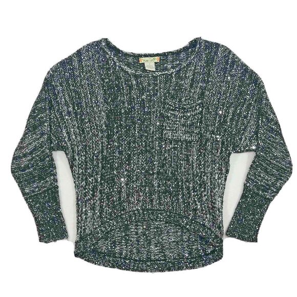 Love‎ Change Womens Sweater Knit Pullover Long Sleeve Pocket Black White Small - Picture 1 of 8